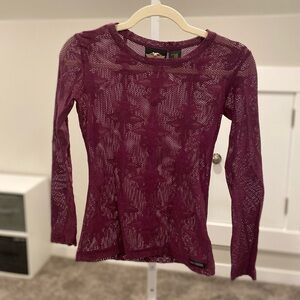 Harley Davidson Vintage Long Sleeve Stretch Mesh Lace See Through Under Shirt